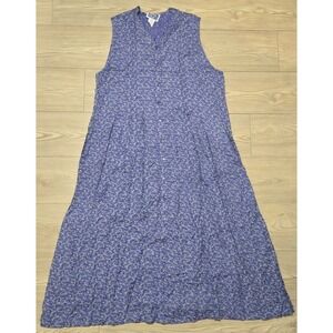 April Too OS Dress By April Cornell Blue Floral Vintage April Too! One Size